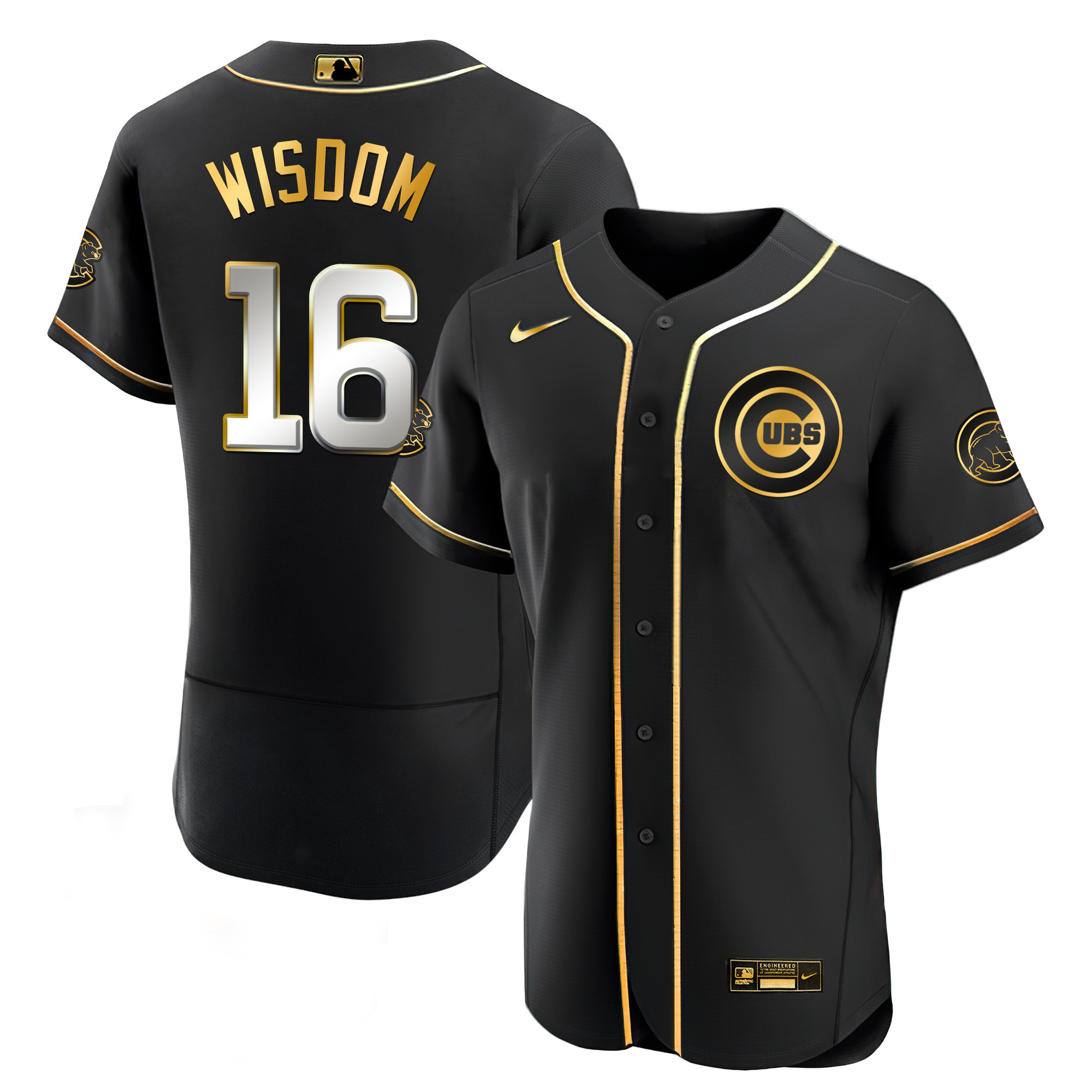 Patrick Wisdom Men's Chicago Cubs Black Limited & Gold Flex Black Limited Jersey - All Stitched