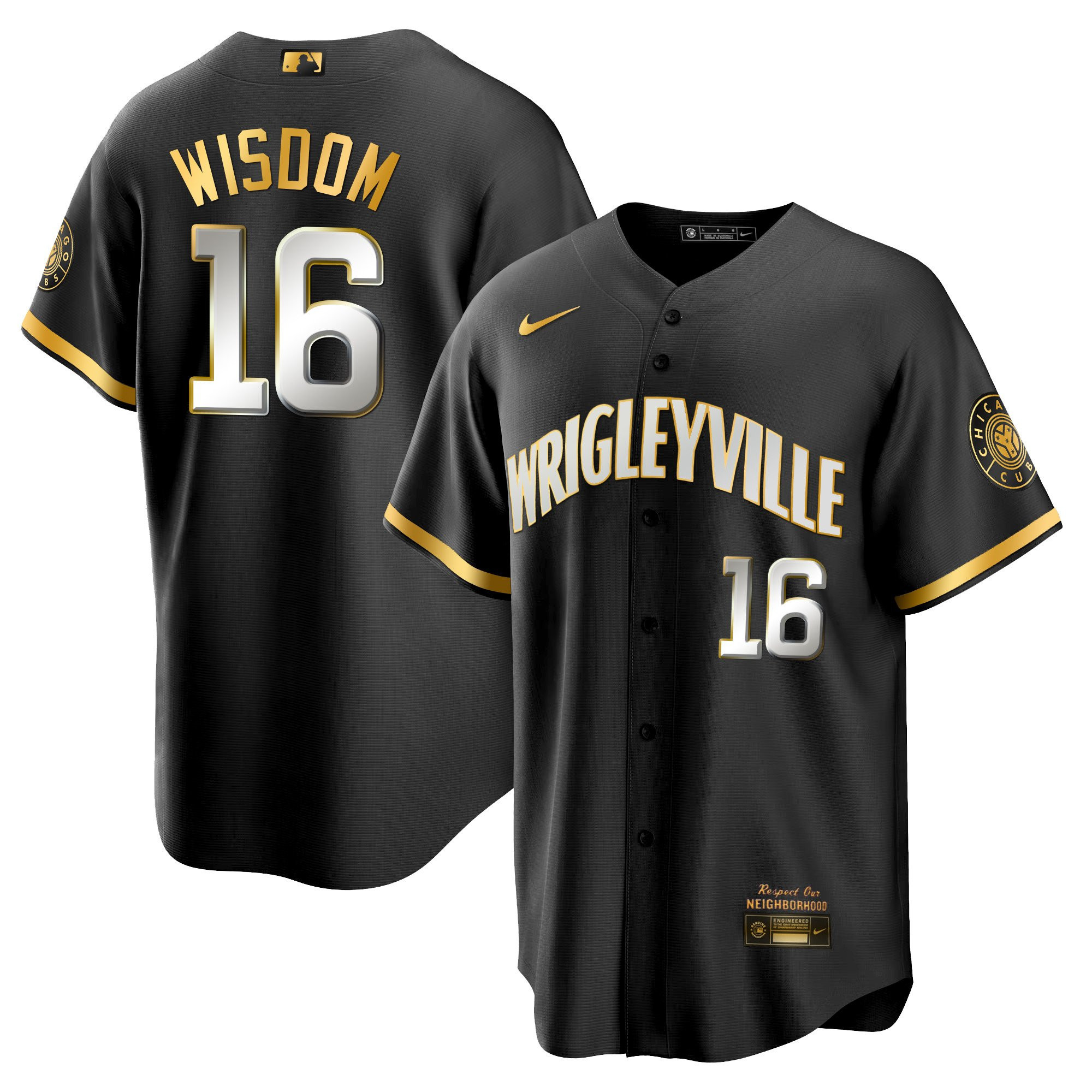 Patrick Wisdom Men's Chicago Cubs City Connect Gold Cool Black Limited Jersey - All Stitched