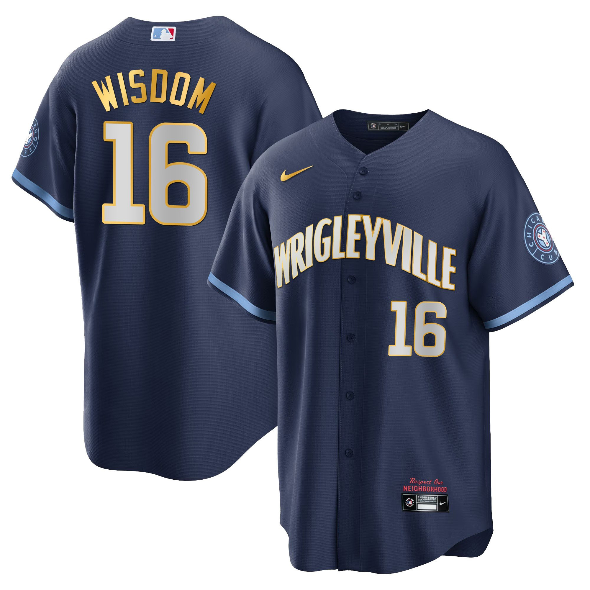 Patrick Wisdom Men's Chicago Cubs City Connect Gold Cool Gold Trim Jersey - All Stitched