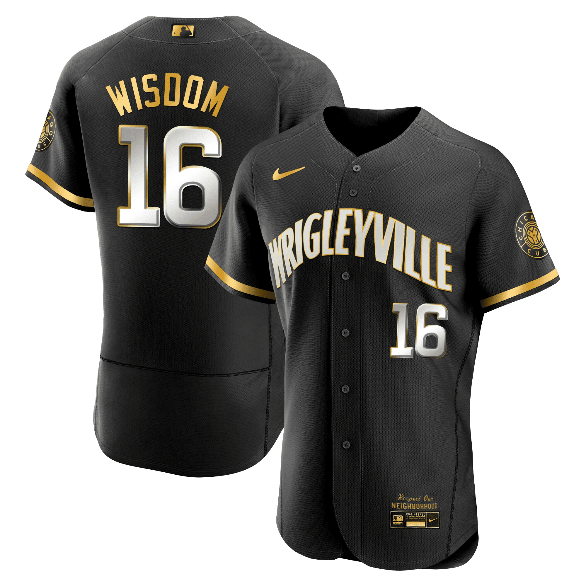 Patrick Wisdom Men's Chicago Cubs City Connect Gold Flex Black Limited Jersey - All Stitched