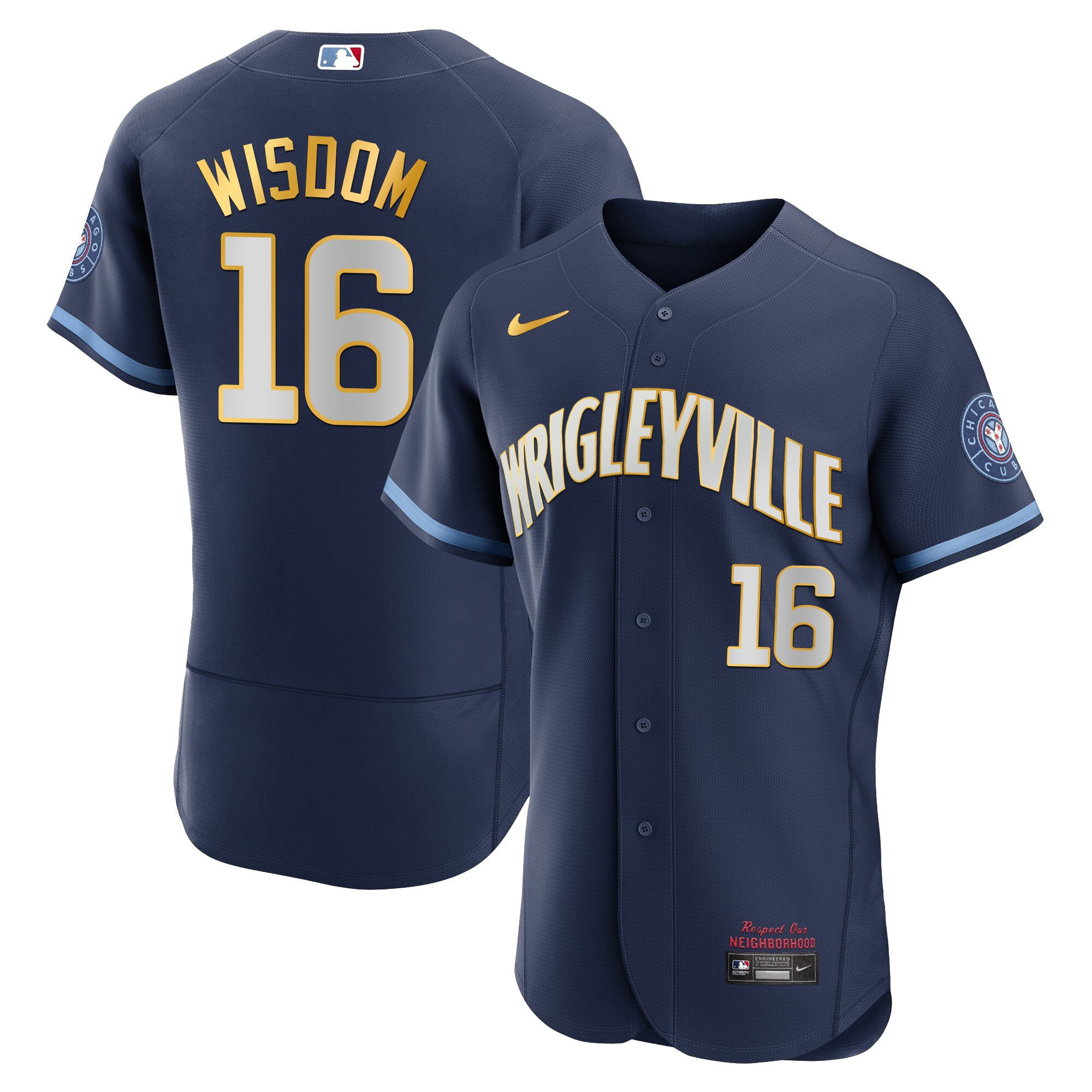 Patrick Wisdom Men's Chicago Cubs City Connect Gold Flex Gold Trim Jersey - All Stitched
