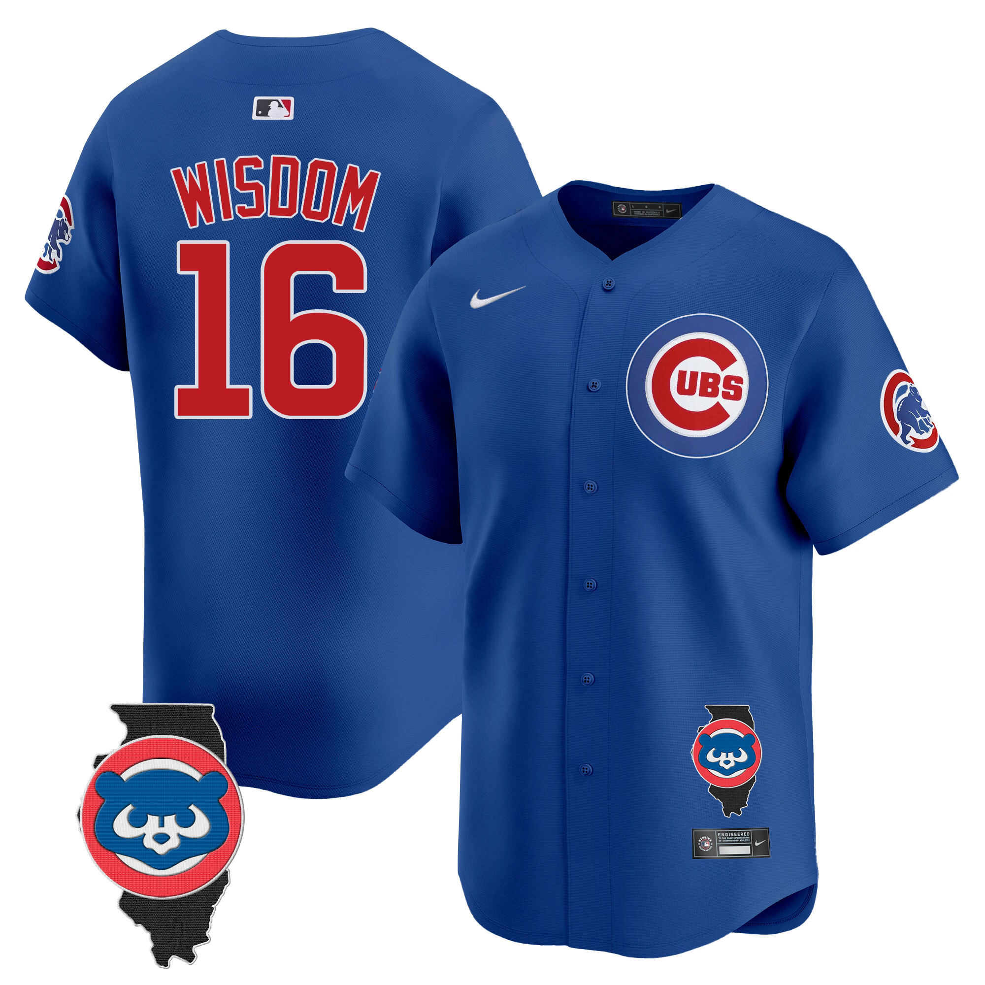 Patrick Wisdom Men's Chicago Cubs Illinois Patch Vapor Premier Limited V2 Royal Jersey - All Stitched