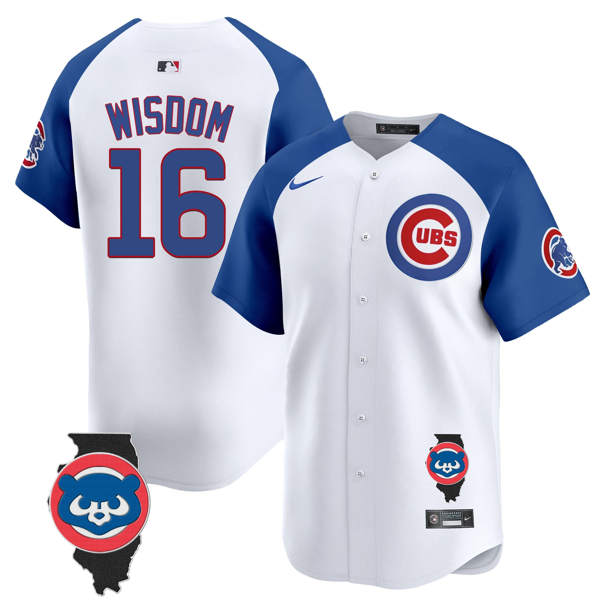 Patrick Wisdom Men's Chicago Cubs Illinois Patch Vapor Premier Limited V2 White Alternate Jersey - All Stitched