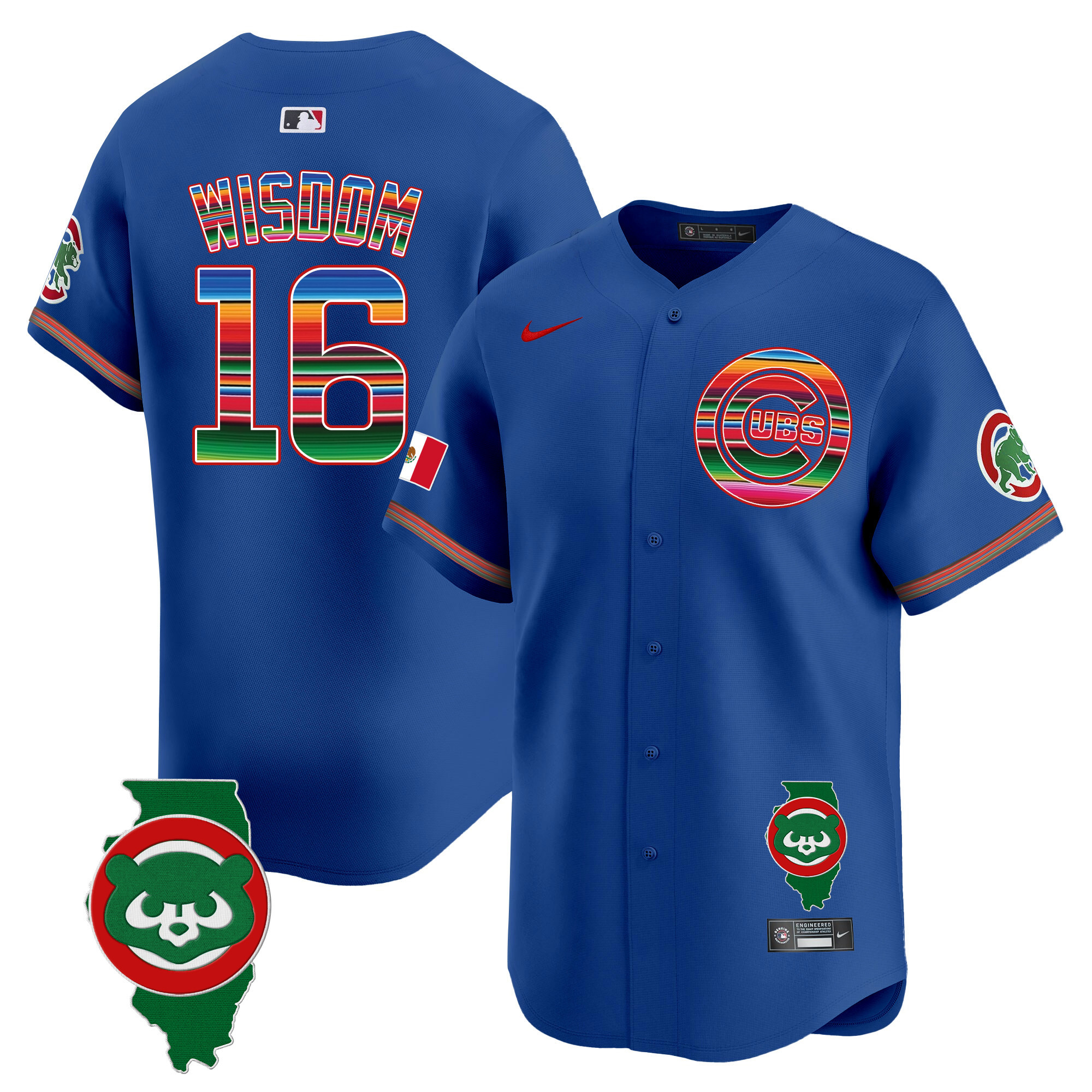 Patrick Wisdom Men's Chicago Cubs Mexico Illinois Patch Vapor Premier Limited Royal Jersey - All Stitched