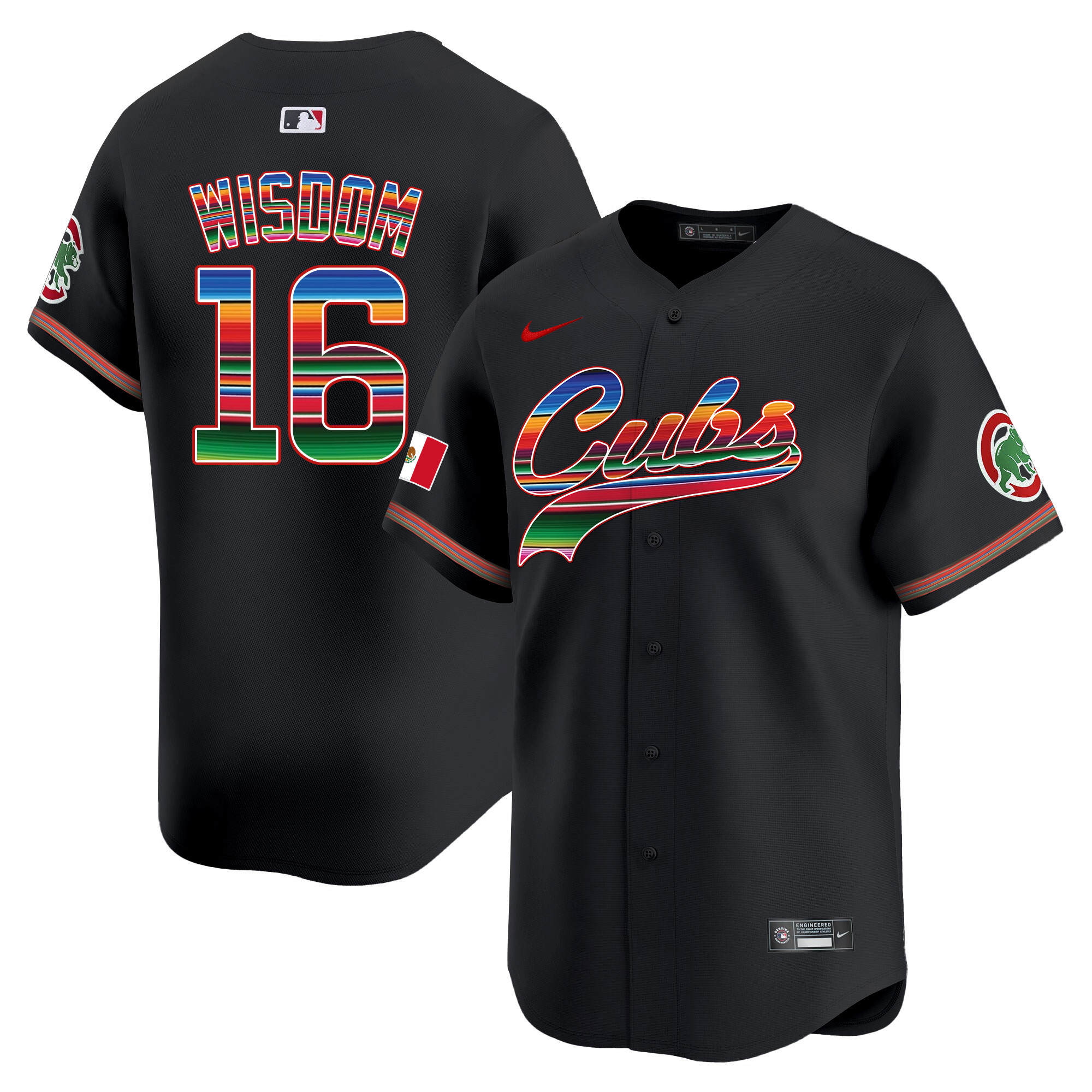 Patrick Wisdom Men's Chicago Cubs Mexico Vapor Premier Limited V2 Black Jersey - All Stitched