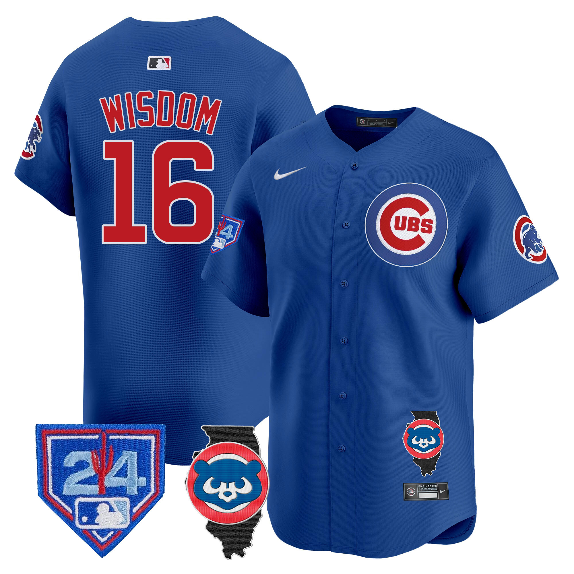 Patrick Wisdom Men's Chicago Cubs Spring Training & Illinois Patch Vapor Premier Limited Royal Jersey - All Stitched