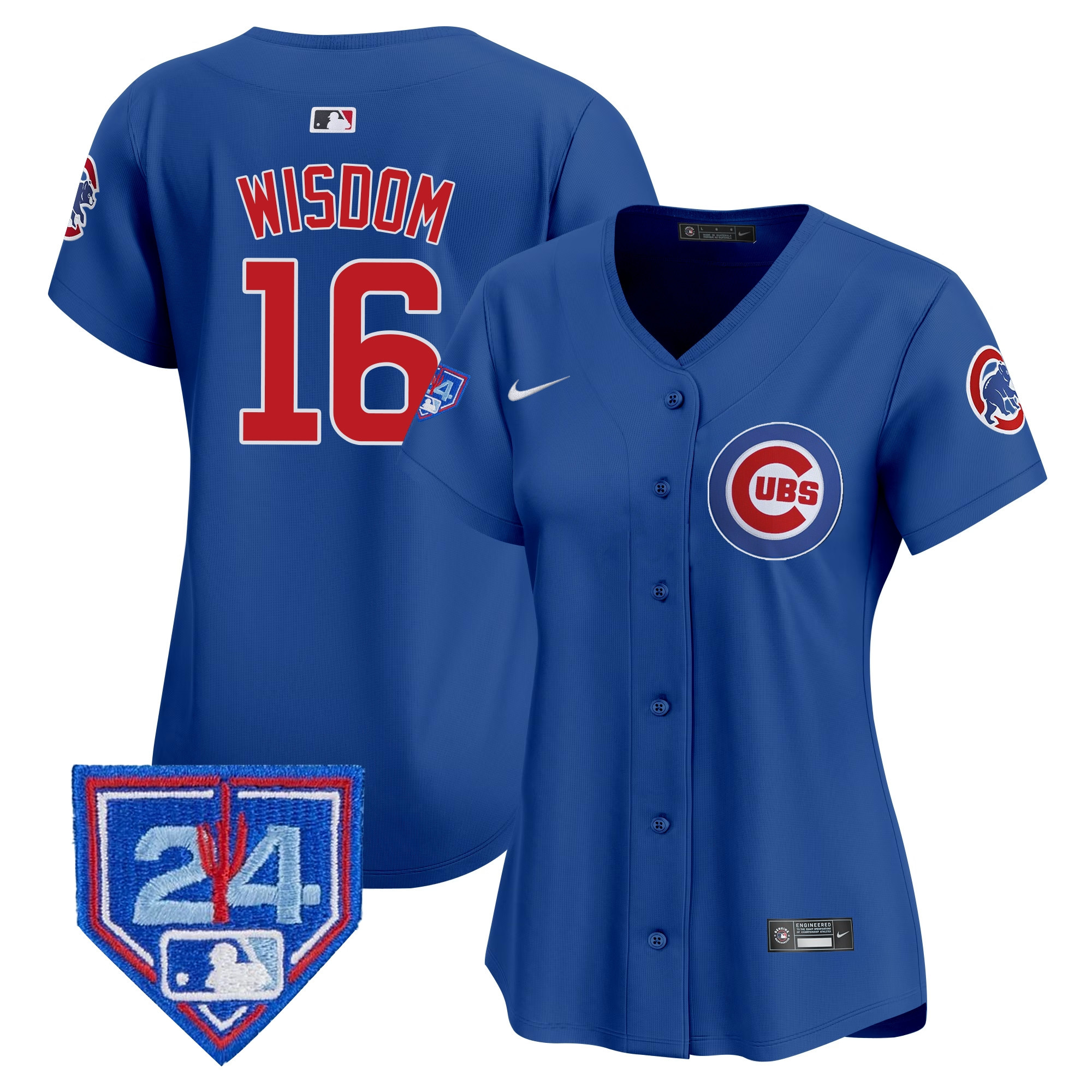 Patrick Wisdom Women's Chicago Cubs 2024 Spring Training Patch Vapor Premier Limited Royal Jersey - All Stitched