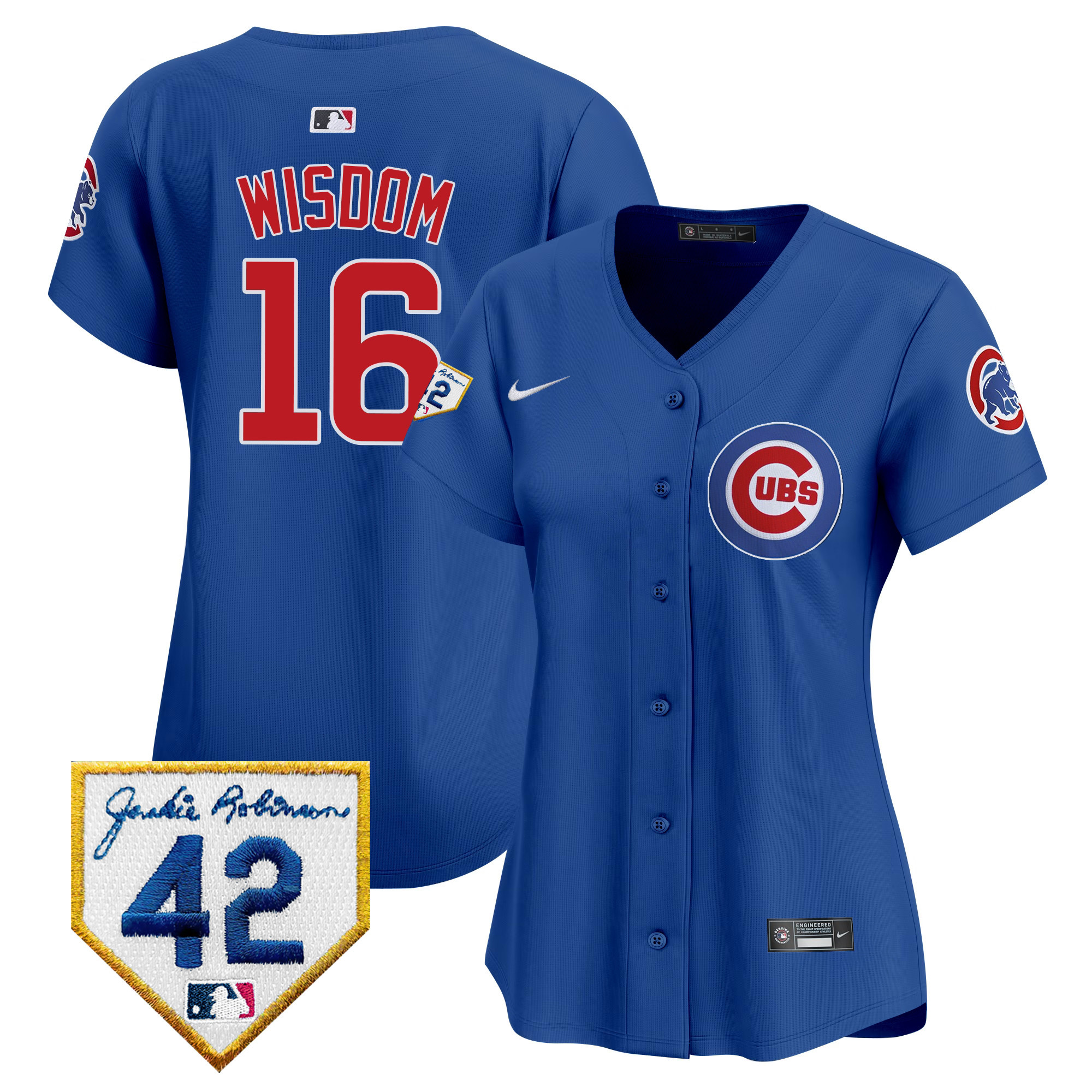 Patrick Wisdom Women's Chicago Cubs Jackie Robinson Patch Vapor Premier Limited Royal Jersey - All Stitched