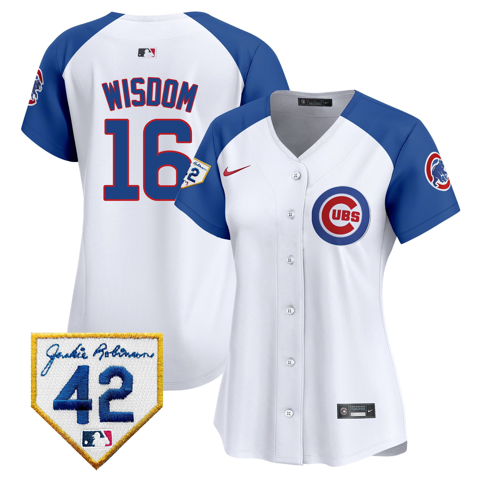 Patrick Wisdom Women's Chicago Cubs Jackie Robinson Patch Vapor Premier Limited White Alternate Jersey - All Stitched