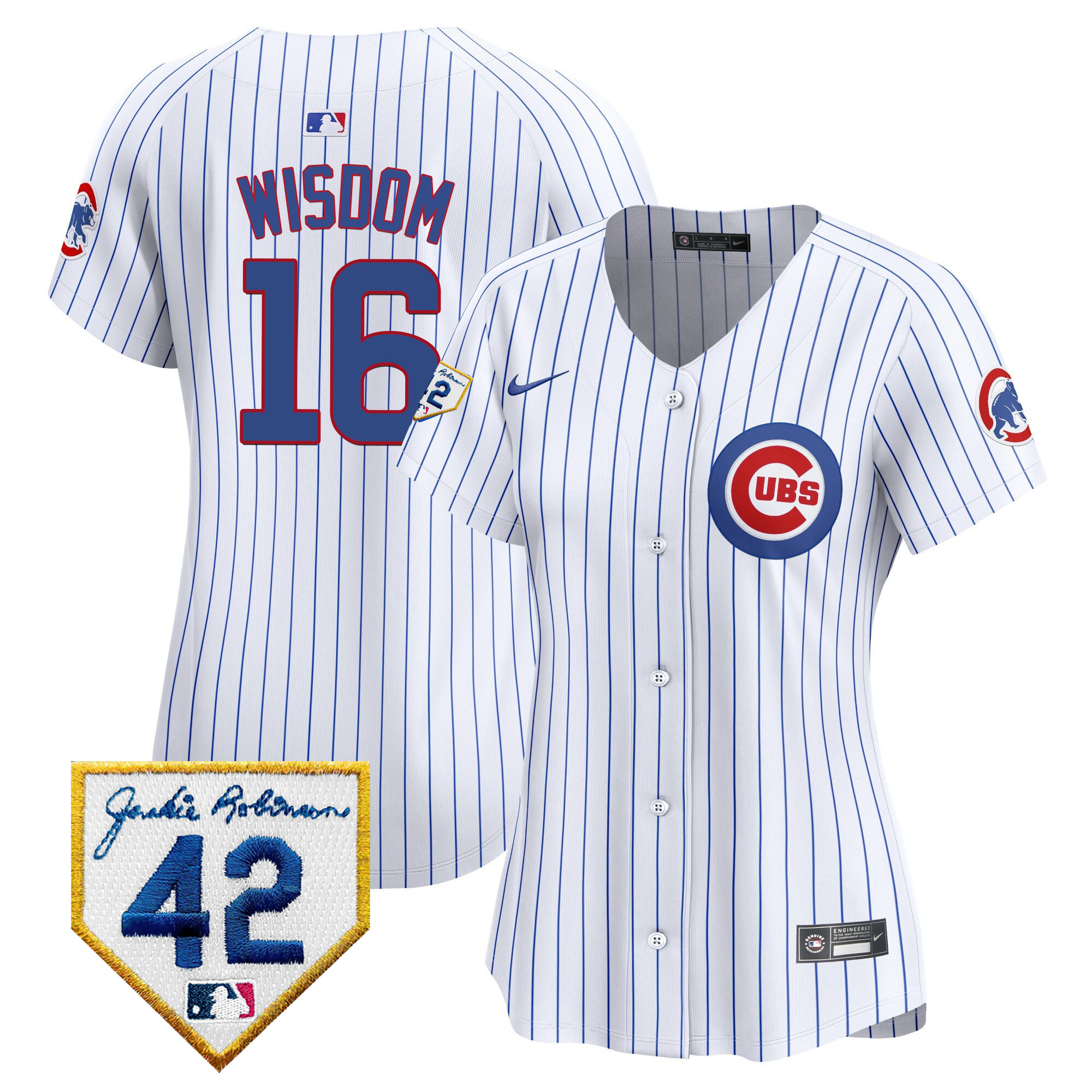 Patrick Wisdom Women's Chicago Cubs Jackie Robinson Patch Vapor Premier Limited White Jersey - All Stitched