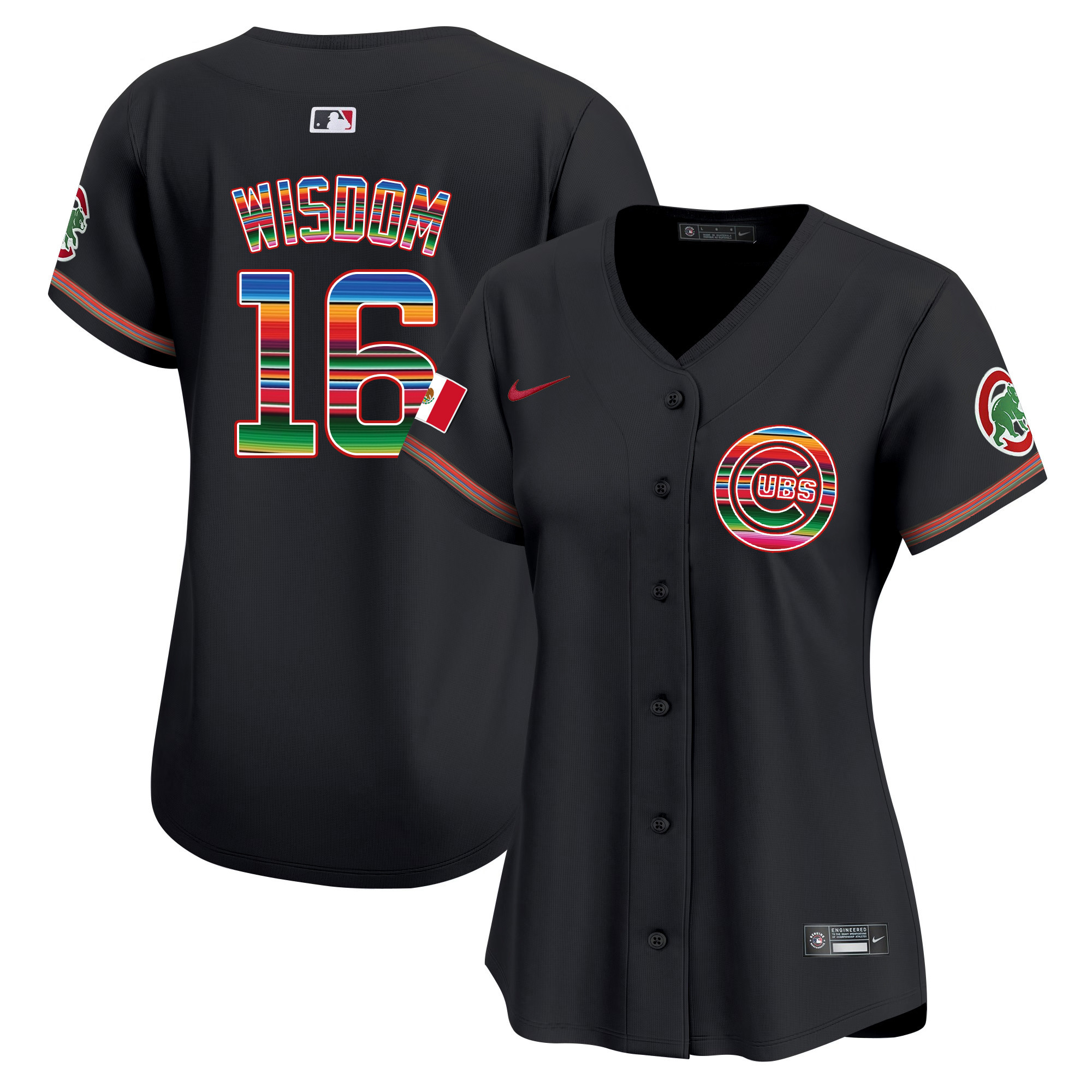 Patrick Wisdom Women's Chicago Cubs Mexico Vapor Premier Limited Black Jersey - All Stitched