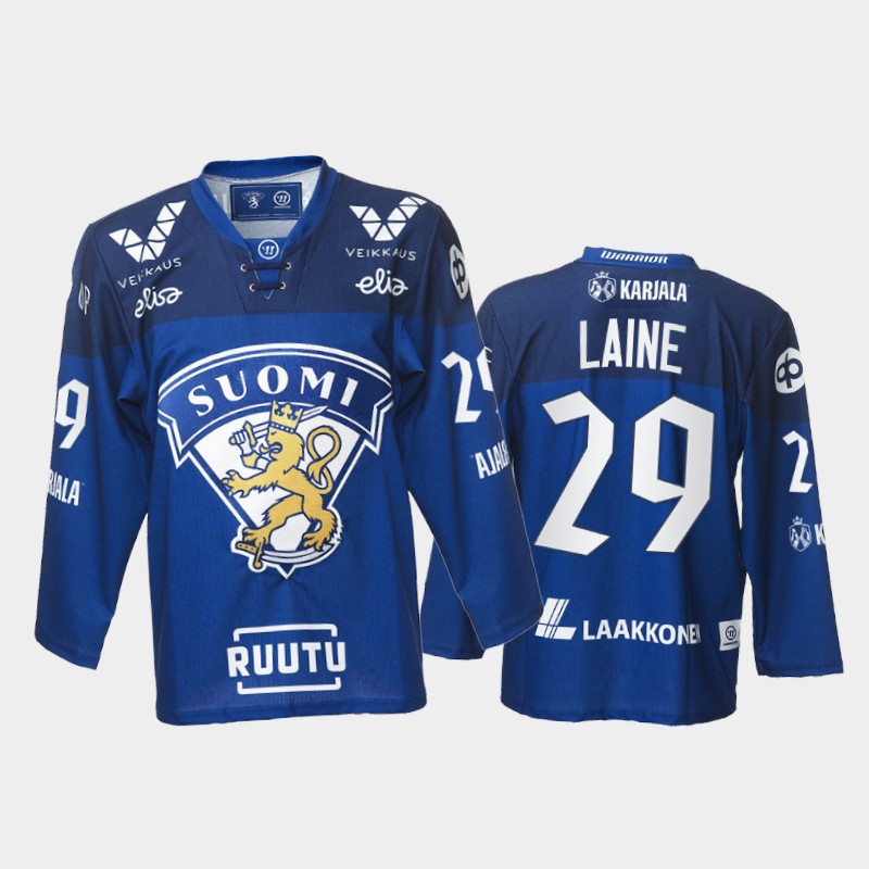 Patrik Laine Finland Team Blue Jersey 2021-22 Away