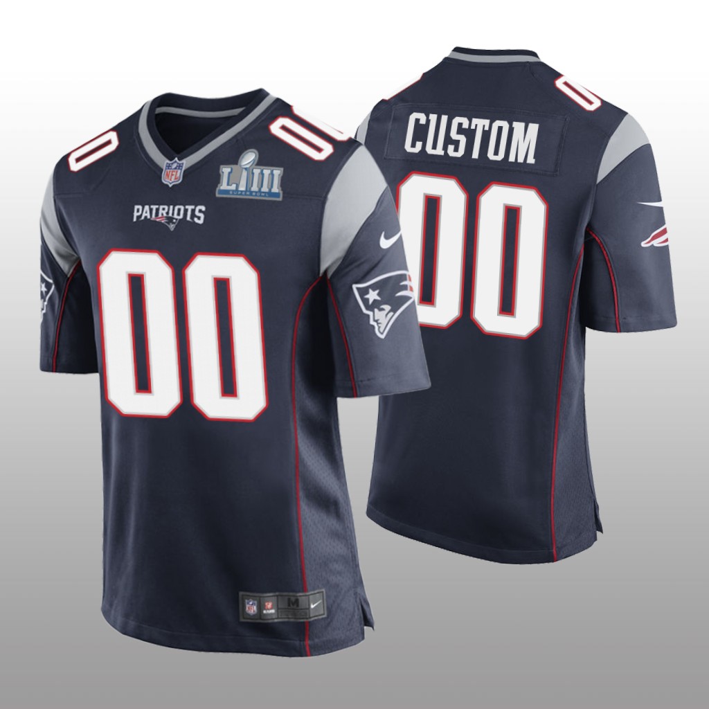 Patriots Custom Game Navy Jersey - Super Bowl LIII