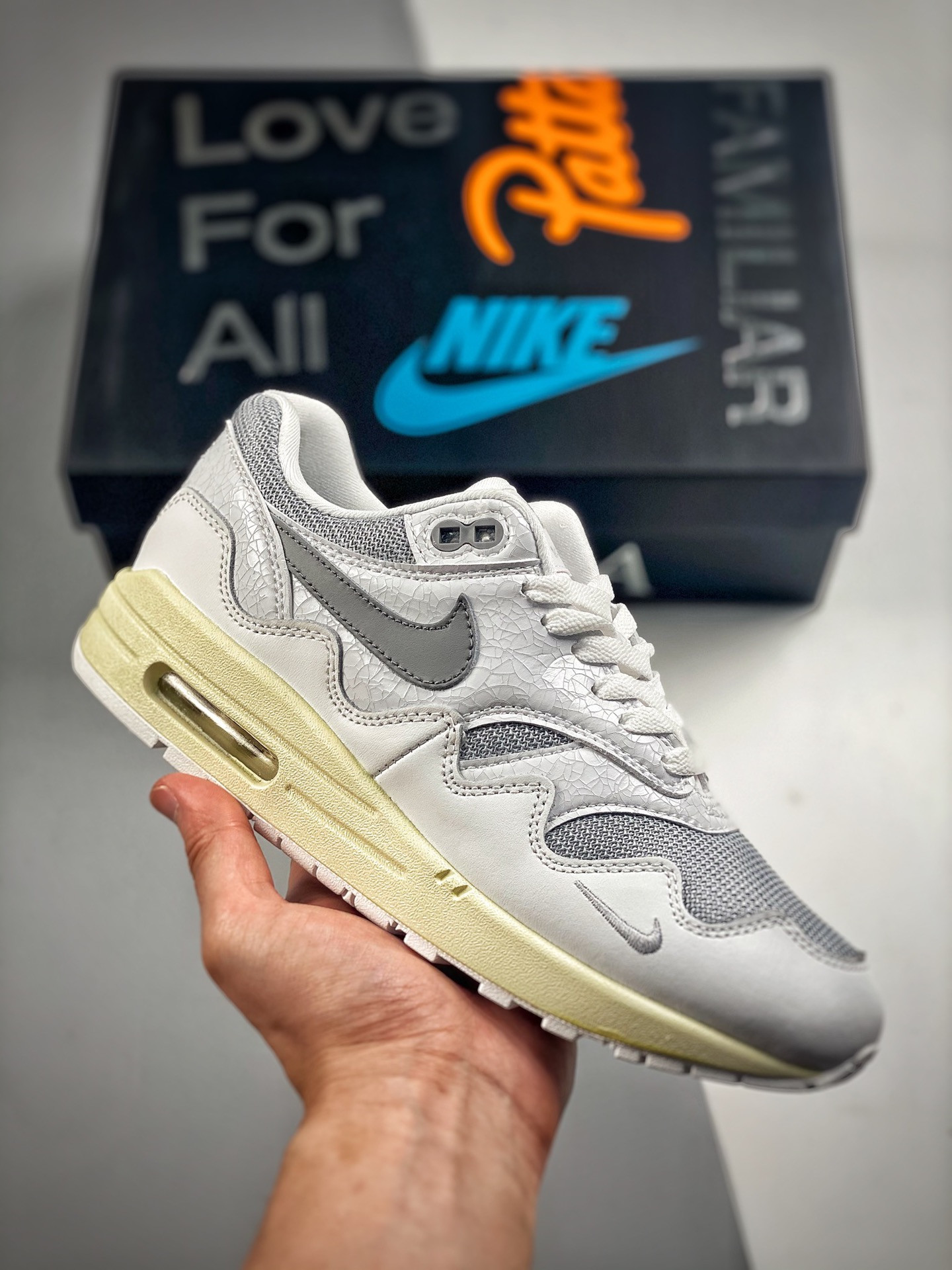 Patta Nike Air Max 1 White Silver For Sale