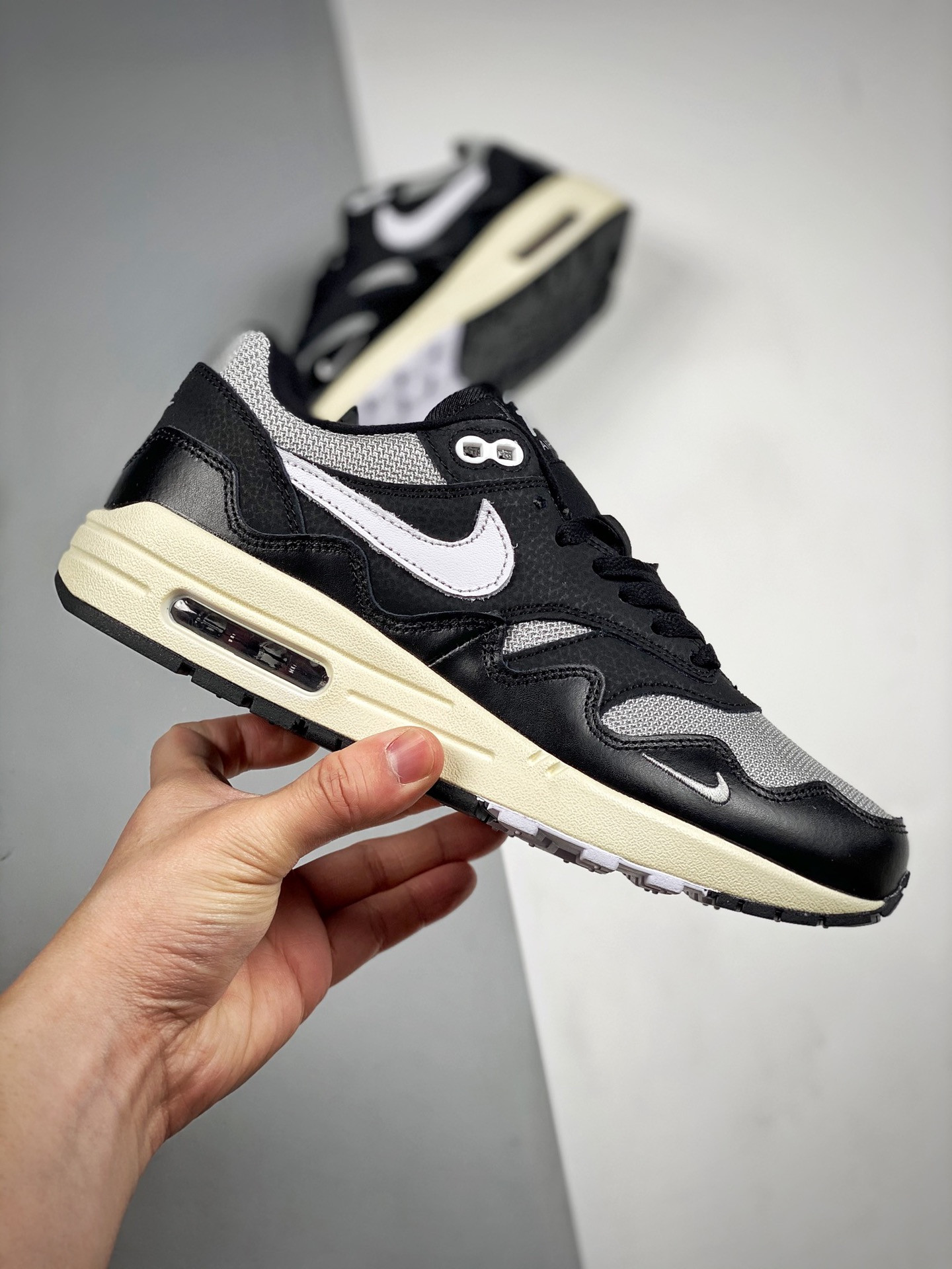 Patta X Nike Air Max 1 ‘Black’ Metallic Silver/White-Black-Coconut Milk For Sale