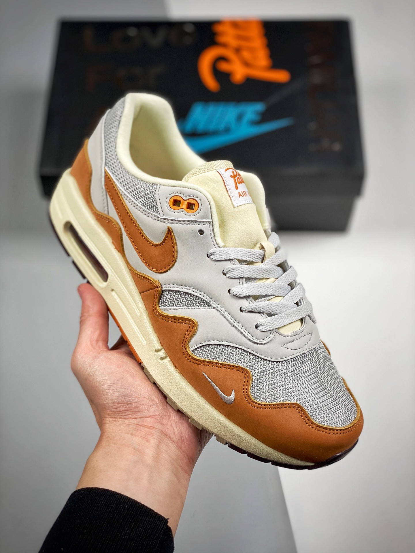 Patta x Nike Air Max 1 Metallic Silver/Monarch-Pure Platinum For Sale