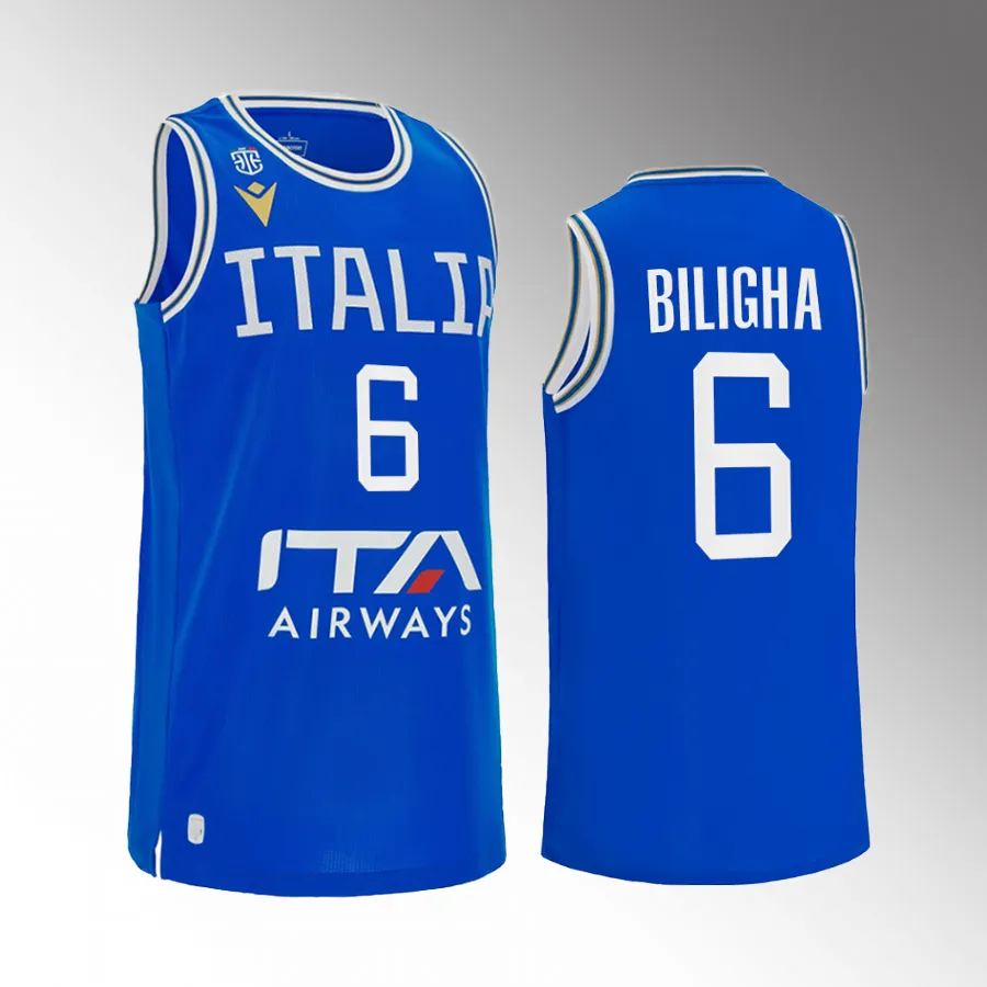 Paul Biligha Italy 2023 FIBA World Cup Blue Jersey Home #6