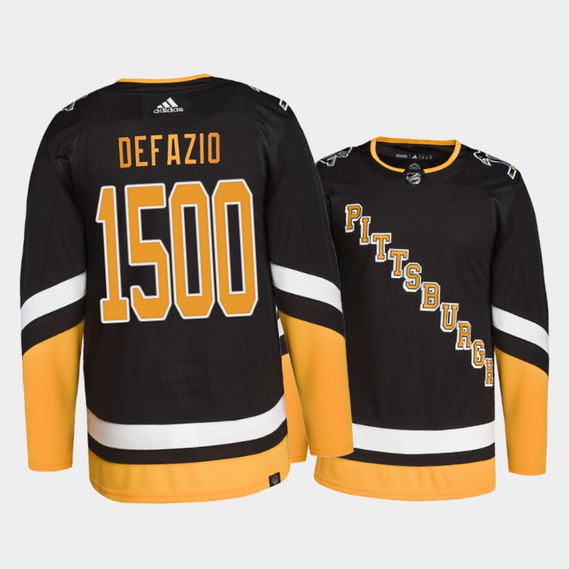 Paul DeFazio # Pittsburgh Penguins 1500th Professional NHL games Black Commemorative Edition Jersey