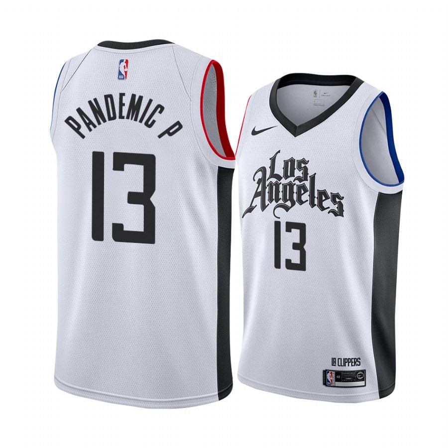 Paul George LA Clippers White Nickname Pandemic P Classic Jersey