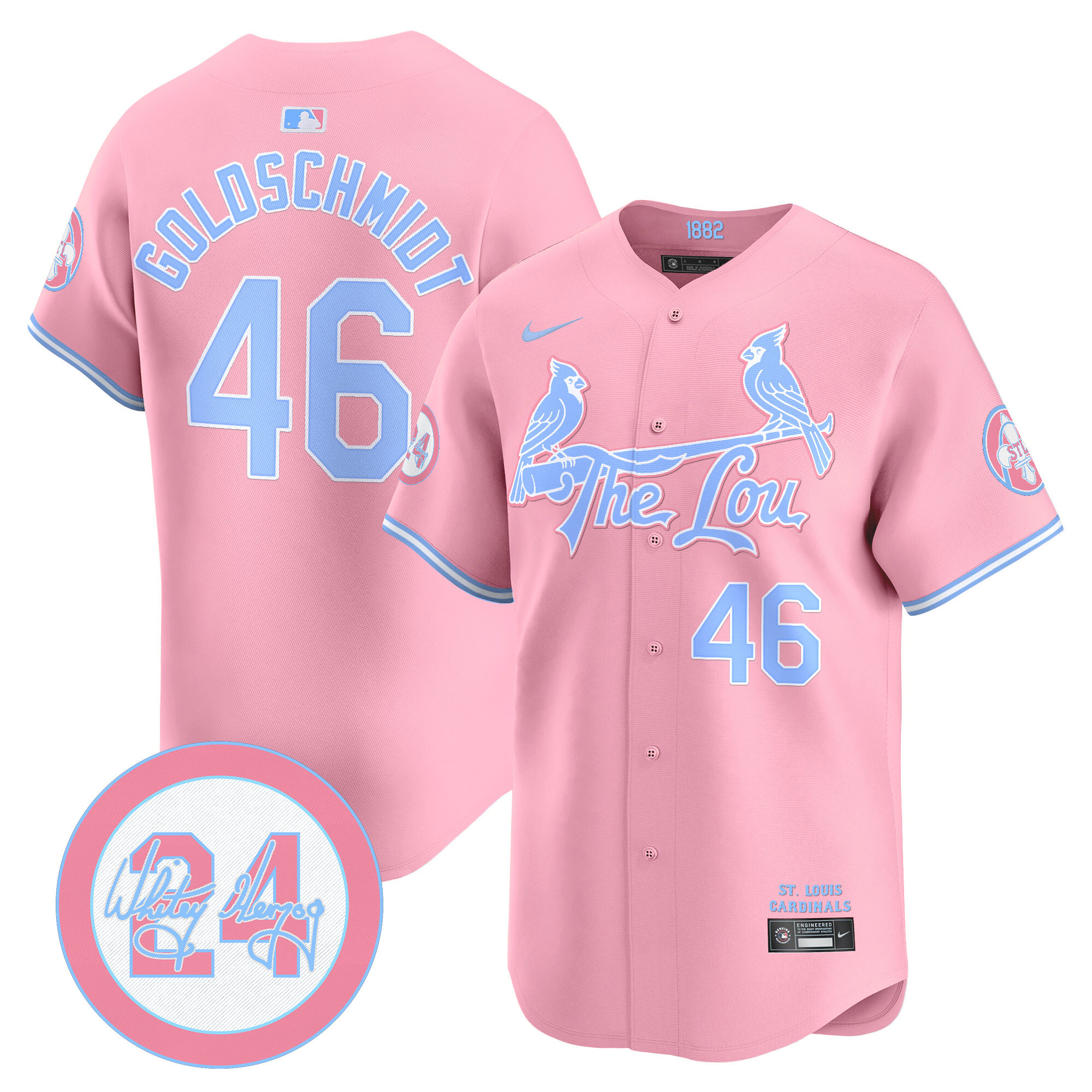 Paul GoldschmidtUnisex St. Louis Cardinals Bubblegum Pink Vapor Premier Limited Pink Jersey - All Stitched