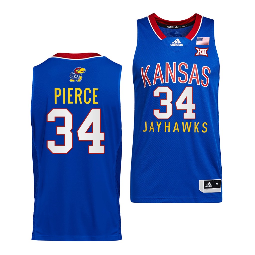 Paul Pierce #34 Kansas Jayhawks College Throwback Royal Jersey