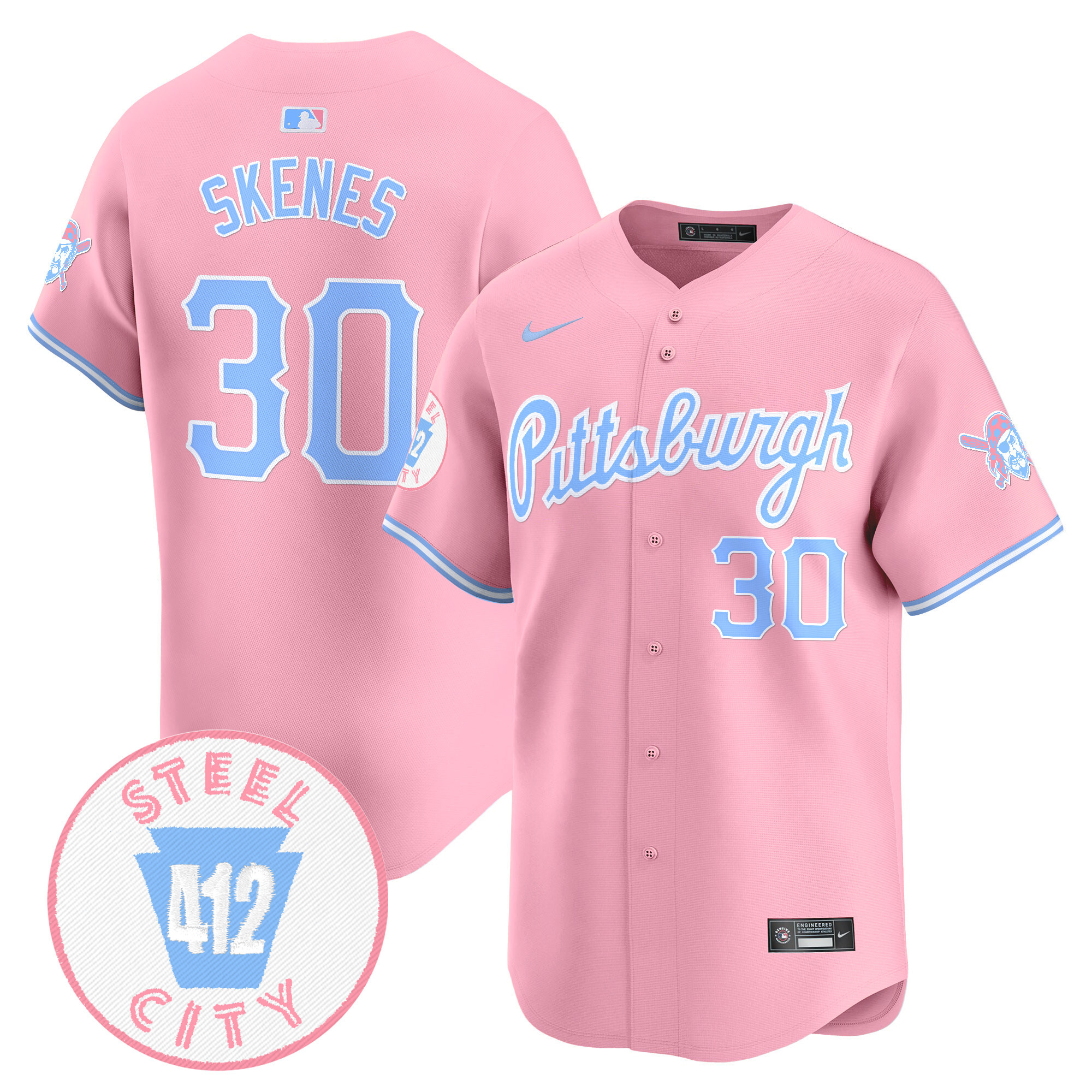 Paul SkenesUnisex Pittsburgh Pirates Bubblegum Pink Vapor Premier Limited Pink Jersey - All Stitched