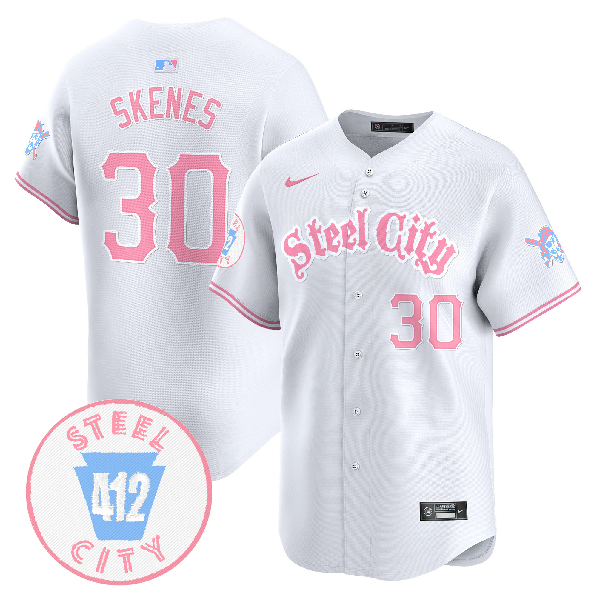 Paul SkenesUnisex Pittsburgh Pirates Bubblegum Pink Vapor Premier Limited White Jersey V2 - All Stitched