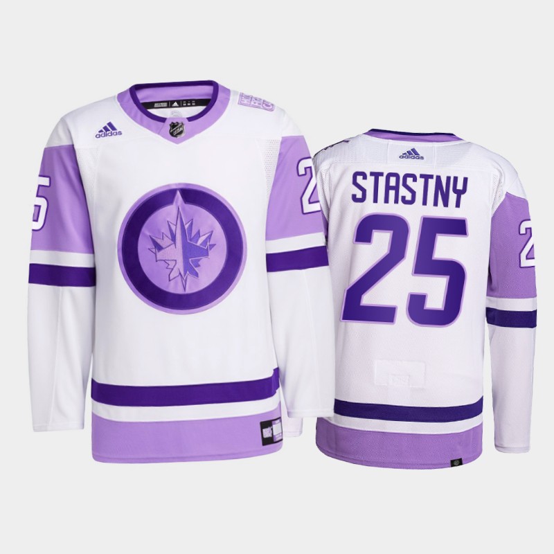 Paul Stastny #25 Winnipeg Jets 2021 FightsCancer White Primegreen Jersey