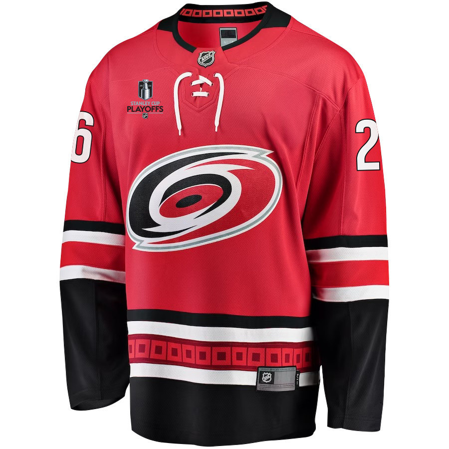 Paul Stastny 26 Carolina Hurricanes Stanley Cup 2023 Playoffs Patch Home Breakaway Men Stitched Jersey – Red