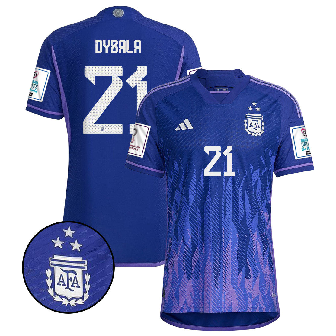 Paulo Dybala 21 Argentina Men Away World Cup Patch Fan Version Player Version Soccer Jersey