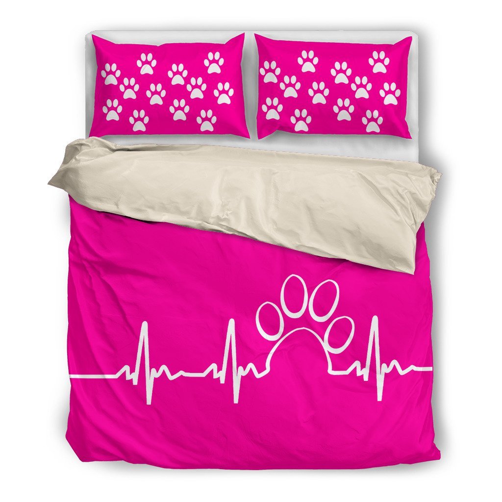 Paw Heartbeat Duv Pink 3D Customized Duvet Cover Bedding Set