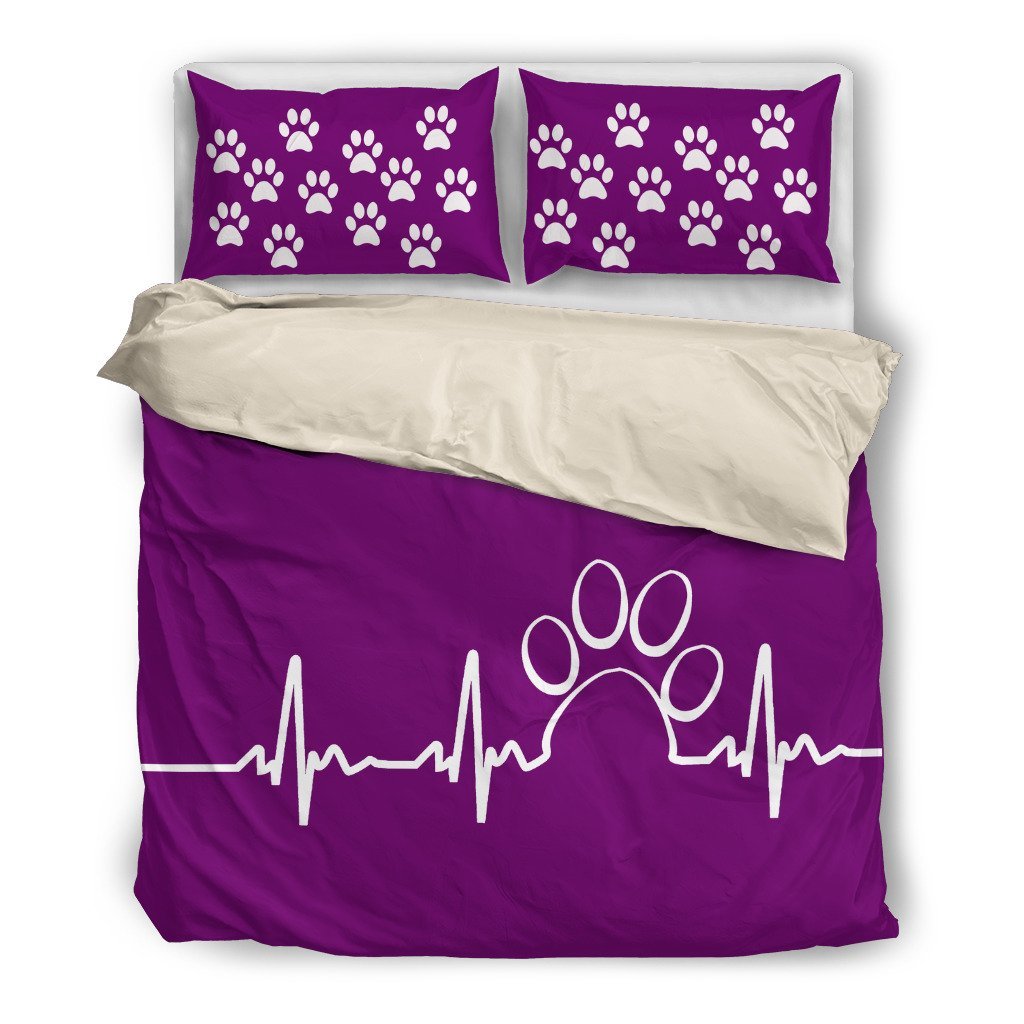 Paw Heartbeat Duv Purple 3D Customized Duvet Cover Bedding Set