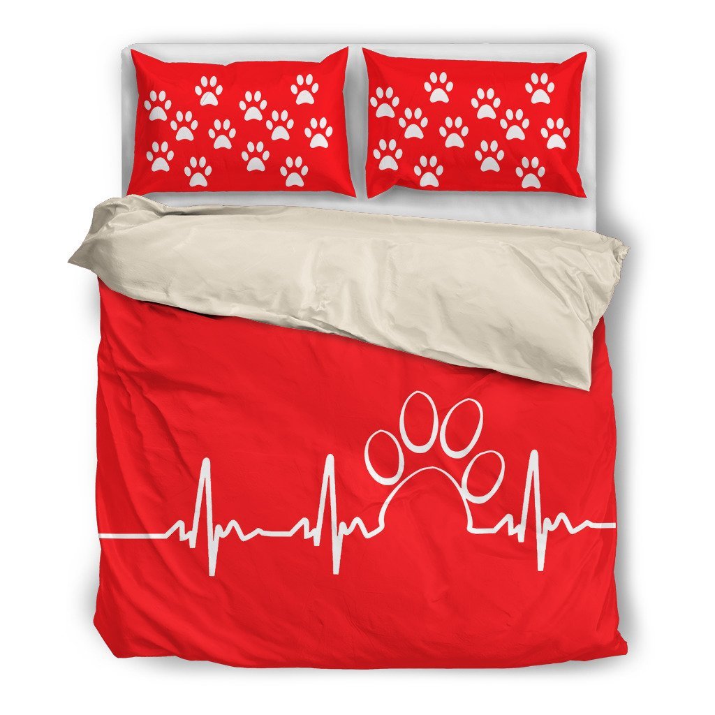 Paw Heartbeat Duv Red 3D Customized Duvet Cover Bedding Set