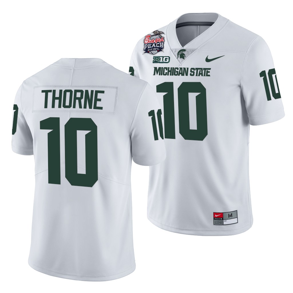 Payton Thorne Michigan State Spartans 2021 Peach Bowl White College Playoff 10 Jersey Men