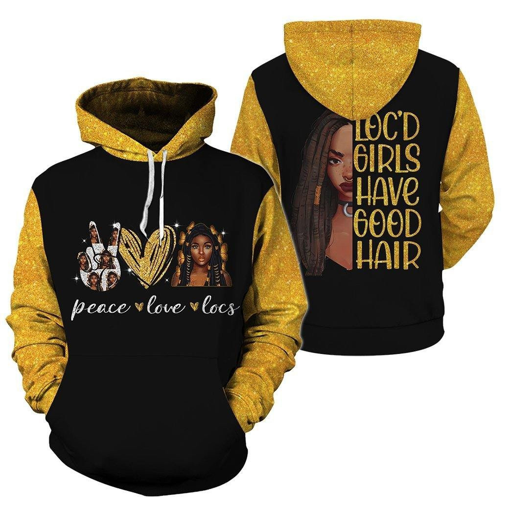 Peace Love Locs All-Over Printed Hoodie