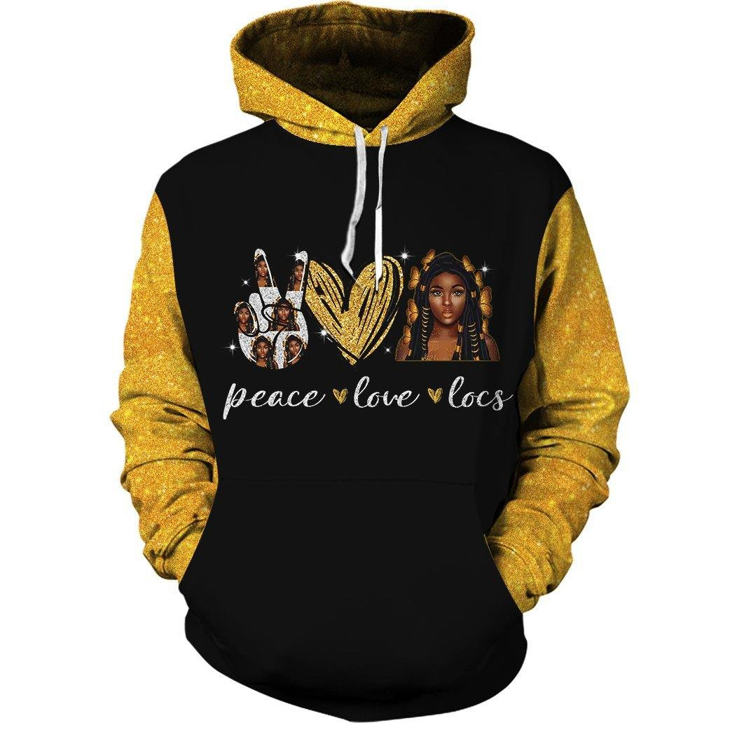 Peace Love Locs All-Over Printed Hoodie