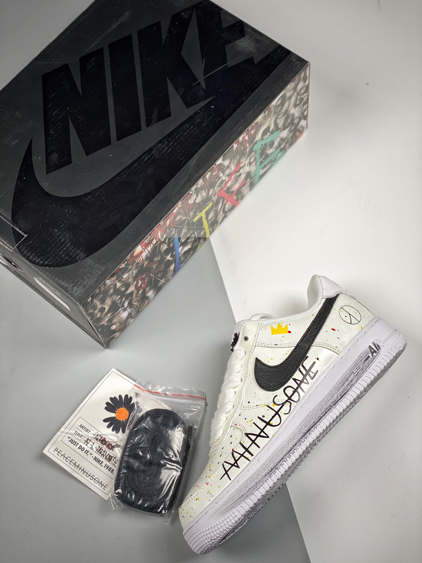 PEACEMINUSONE x Nike Air Force 1 Low Custom White Black For Sale