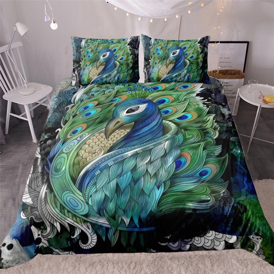Peacock 3D Customized Duvet Cover Bedding Set