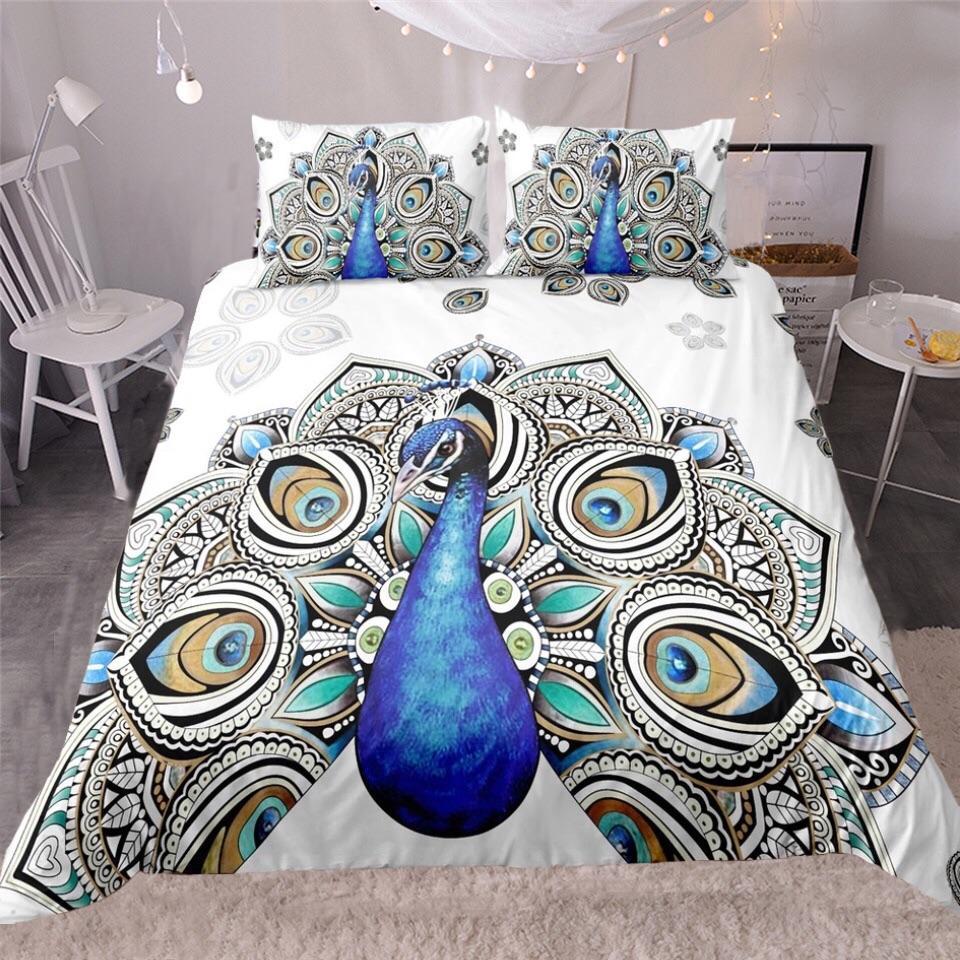 Peacock Dance Display 3D Customized Duvet Cover Bedding Set