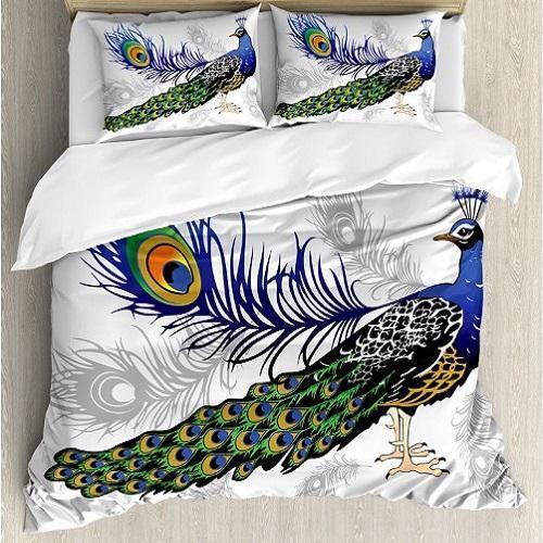 Peacock Male Feathers Duvet Cover Bedding Set