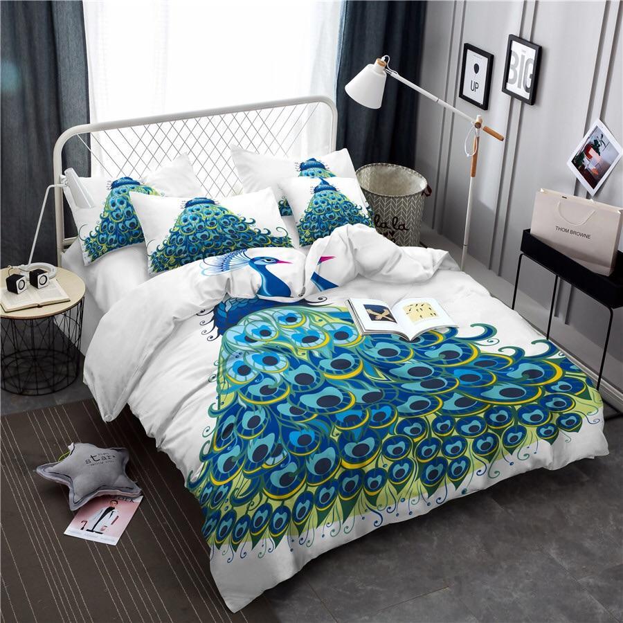 Peacock Plume 3D Customized Duvet Cover Bedding Set