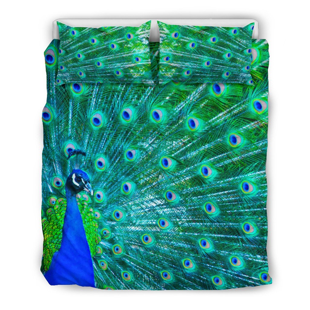 Peacock Print Colorful 3D Customized Duvet Cover Bedding Set