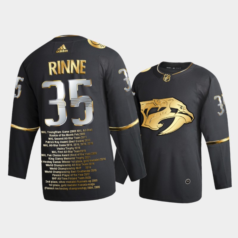 Pekka Rinne #35 Predators Career Awards Black Jersey Retired Number
