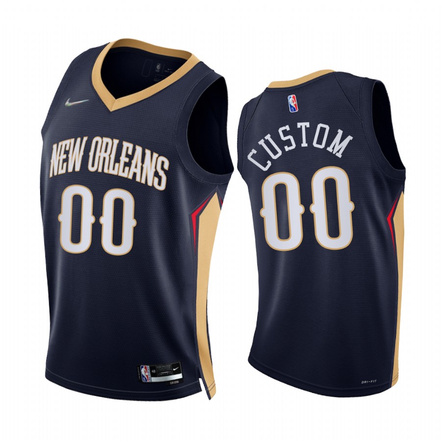 Pelicans Custom 75th Diamond Anniversary Navy #00 Jersey 2021-22