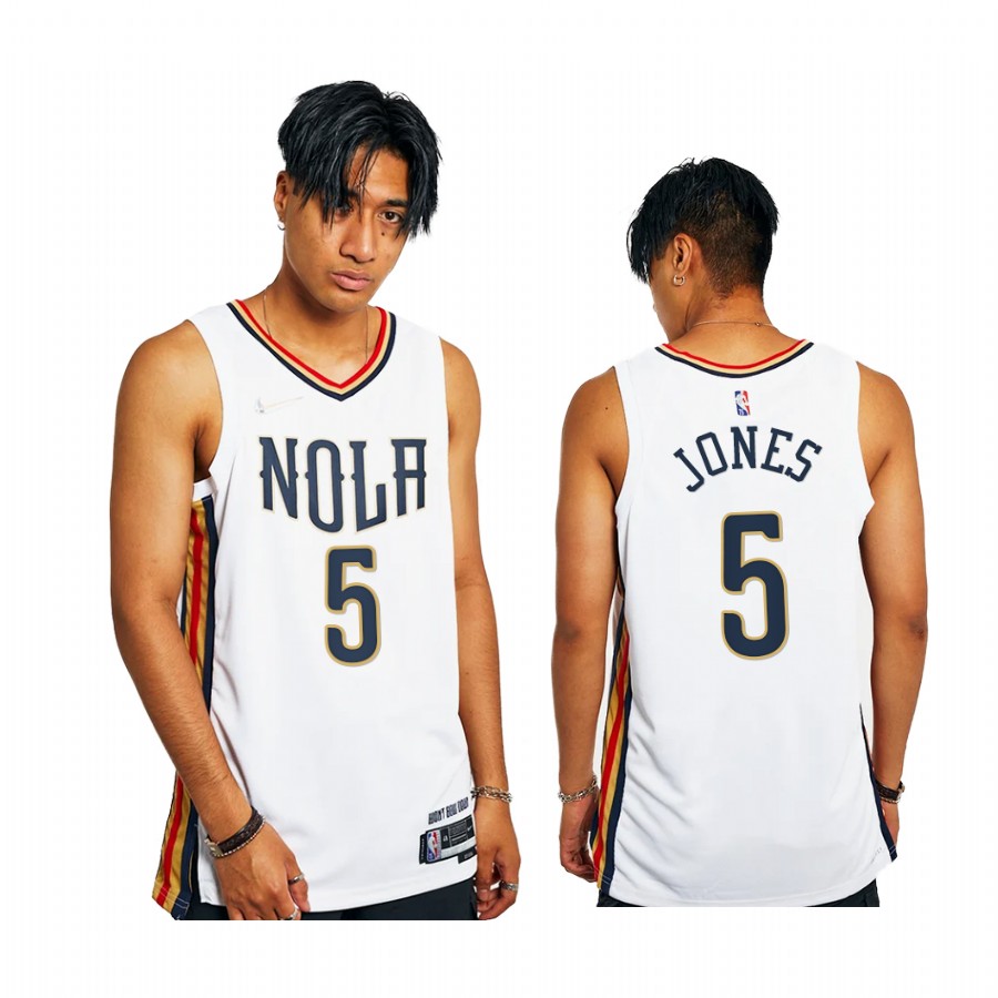 Pelicans Herbert Jones City Edition White 2021-22 Jersey 75th Anniversary