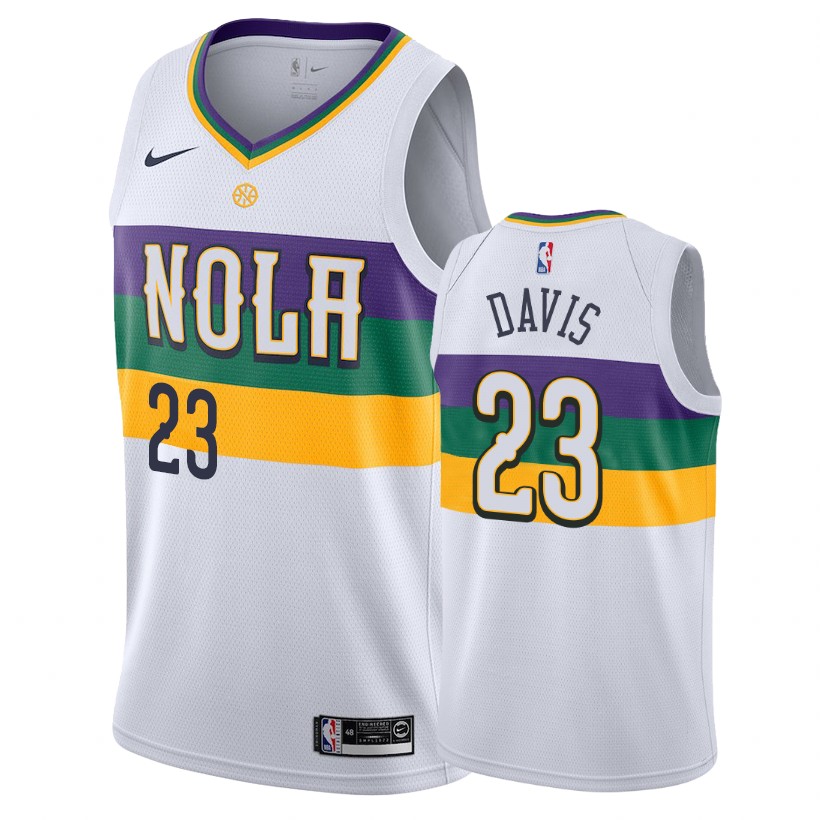 Pelicans Male Anthony Davis #23 2018-19 City White Jersey