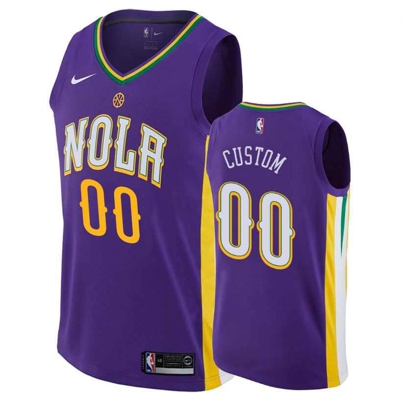 Pelicans Male Custom #00 City Purple Jersey