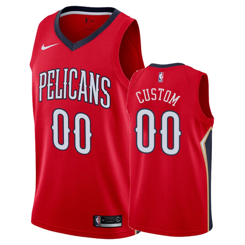 Pelicans Male Custom #00 Statement Red Jersey