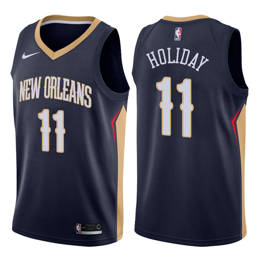 Pelicans Male Jrue Holiday #11 2017-18 Icon Navy Jersey