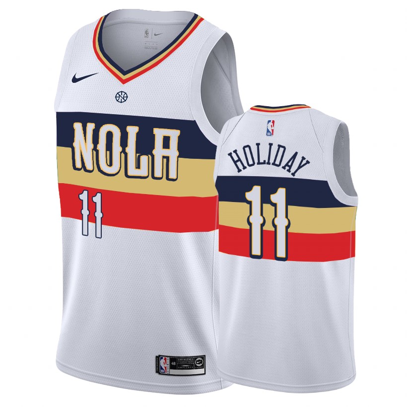 Pelicans Male Jrue Holiday #11 2018-19 Earned Edition White Jersey